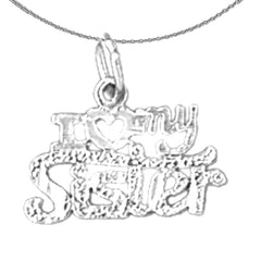 Sterling Silver I Love My Sister Pendant (Rhodium or Yellow Gold-plated)