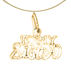 Sterling Silver I Love My Sister Pendant (Rhodium or Yellow Gold-plated)