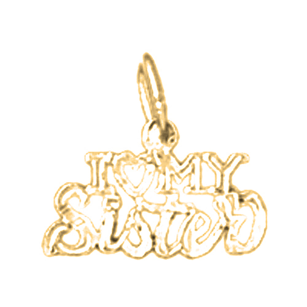 Yellow Gold-plated Silver I Love My Sister Pendant
