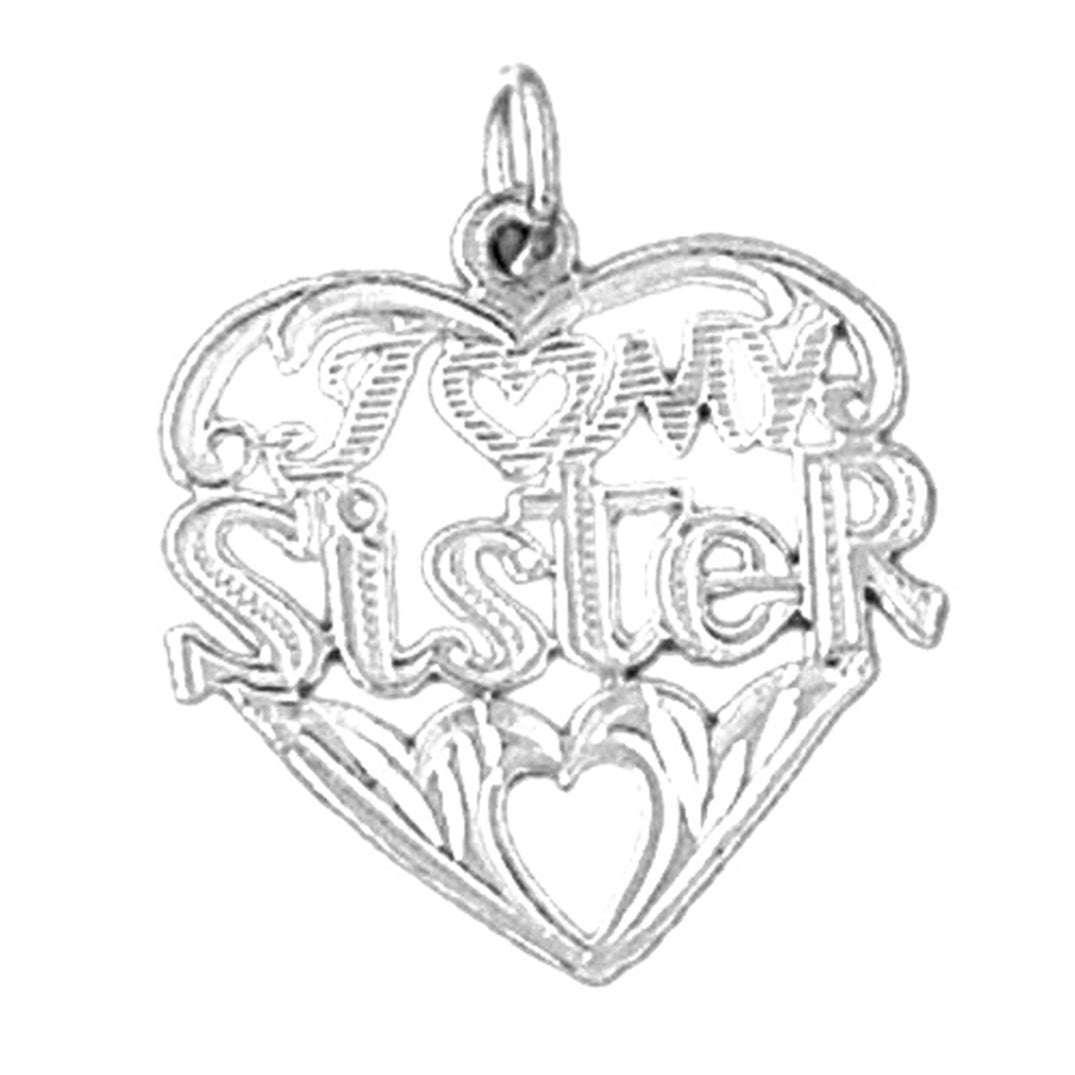 Sterling Silver I Love My Sister Pendant
