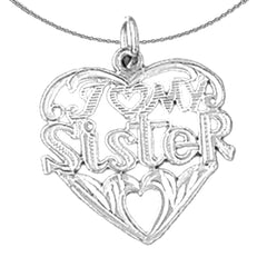 Sterling Silver I Love My Sister Pendant (Rhodium or Yellow Gold-plated)