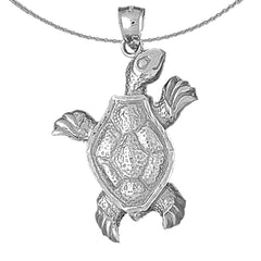 Sterling Silver Turtles Pendant (Rhodium or Yellow Gold-plated)