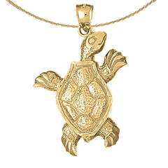 Sterling Silver Turtles Pendant (Rhodium or Yellow Gold-plated)
