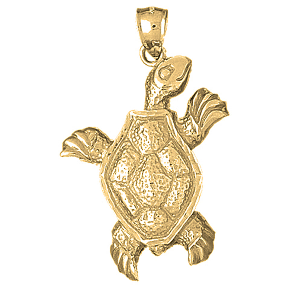 Yellow Gold-plated Silver Turtles Pendant