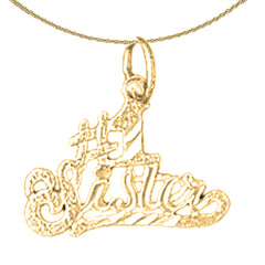 Sterling Silver #1 Sister Pendant (Rhodium or Yellow Gold-plated)