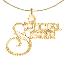 Sterling Silver Special Sister Pendant (Rhodium or Yellow Gold-plated)