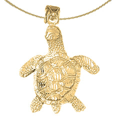 Sterling Silver Turtles Pendant (Rhodium or Yellow Gold-plated)