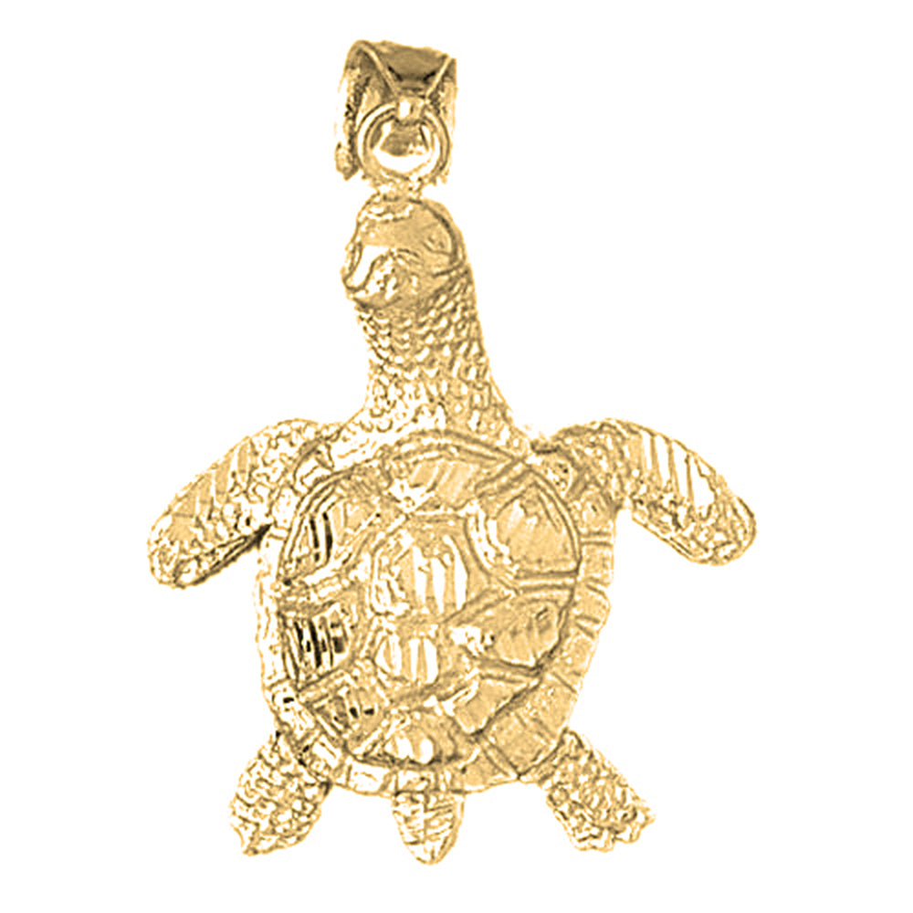 Yellow Gold-plated Silver Turtles Pendant