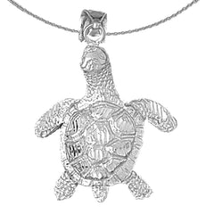 Sterling Silver Turtles Pendant (Rhodium or Yellow Gold-plated)