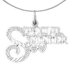 Sterling Silver Special Sister Pendant (Rhodium or Yellow Gold-plated)