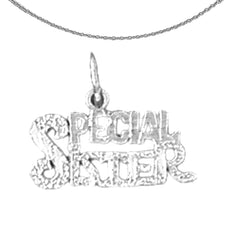 Sterling Silver Special Sister Pendant (Rhodium or Yellow Gold-plated)