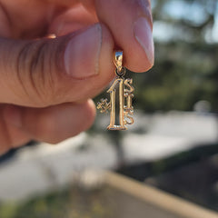 Sterling Silver #1 Sis Pendant (Rhodium or Yellow Gold-plated)