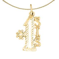 Sterling Silver #1 Sis Pendant (Rhodium or Yellow Gold-plated)