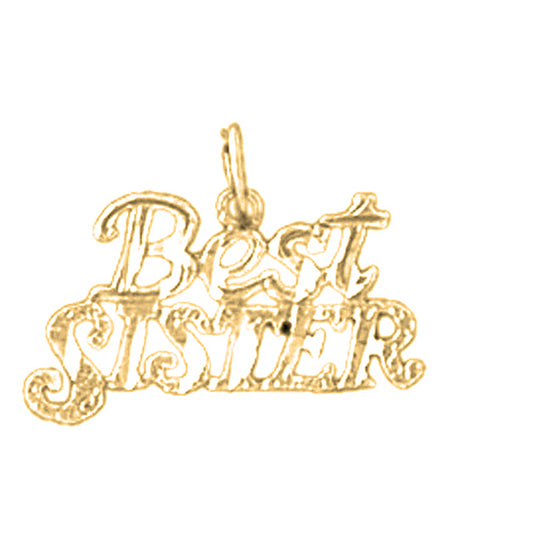 Yellow Gold-plated Silver Best Sister Pendant