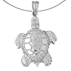 Sterling Silver Turtles Pendant (Rhodium or Yellow Gold-plated)