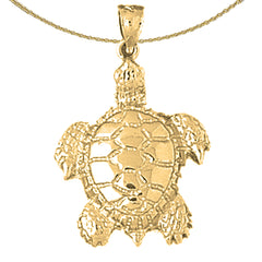 Sterling Silver Turtles Pendant (Rhodium or Yellow Gold-plated)