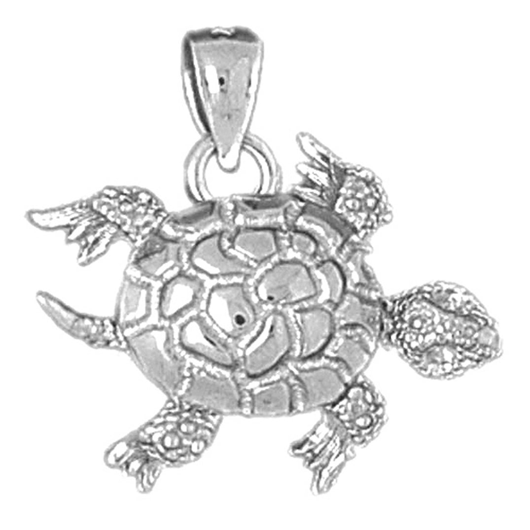 Sterling Silver Turtles 3D Moveable Pendant