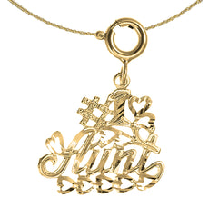 Sterling Silver #1 Aunt Pendant (Rhodium or Yellow Gold-plated)