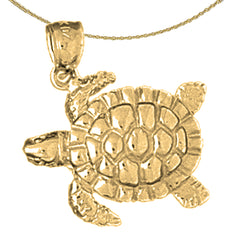 Sterling Silver Turtles Pendant (Rhodium or Yellow Gold-plated)