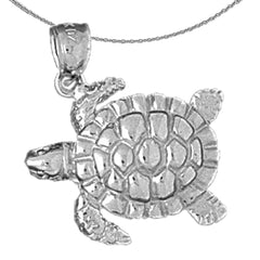 Sterling Silver Turtles Pendant (Rhodium or Yellow Gold-plated)