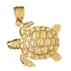 Yellow Gold-plated Silver Turtles Pendant