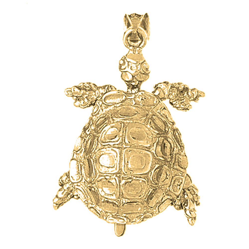 Yellow Gold-plated Silver Turtles 3D Moveable Pendant