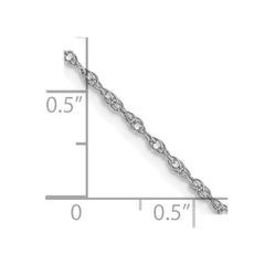 Cadena tipo cable de oro blanco de 14 quilates de 1,15 mm