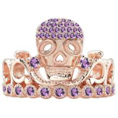 Platinum Princess Skull Crown Ring