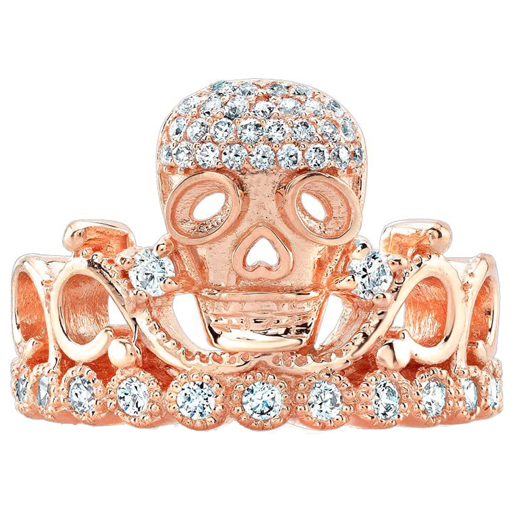 Platinum Princess Skull Crown Ring