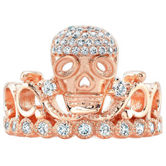 Platinum Princess Skull Crown Ring