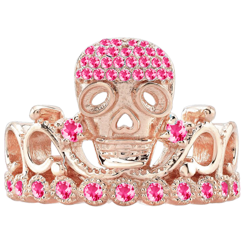Platinum Princess Skull Crown Ring