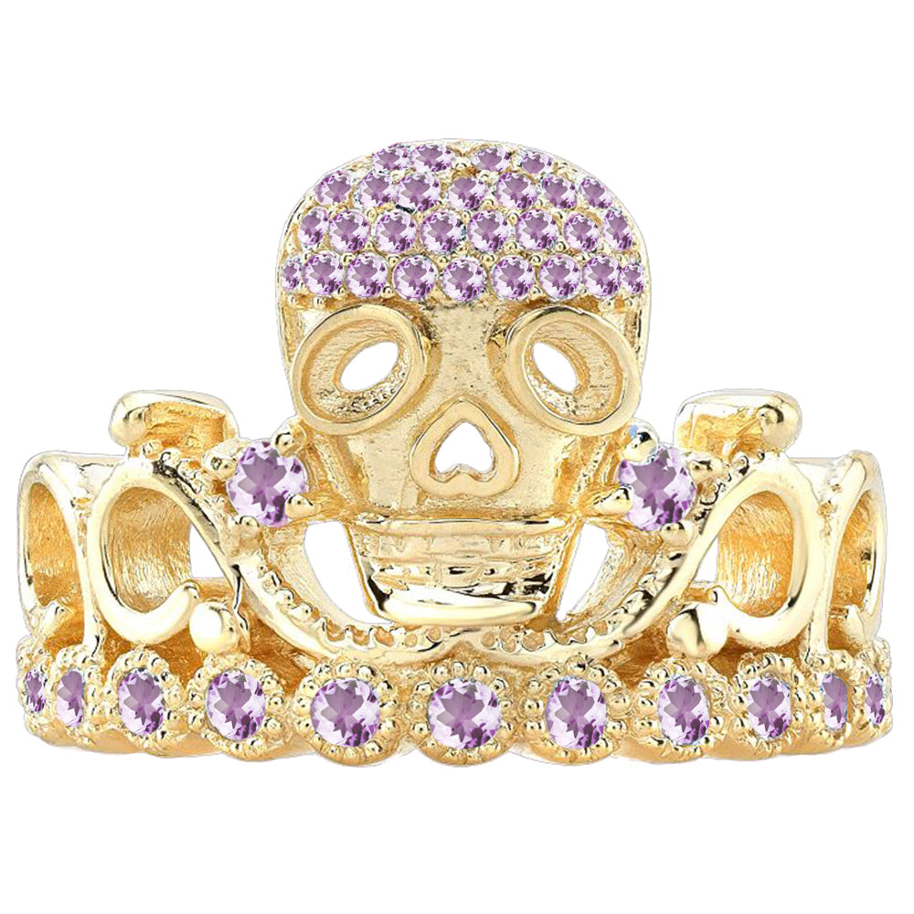 14K Gold Princess Skull Crown Ring