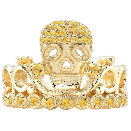 14K Gold Princess Skull Crown Ring