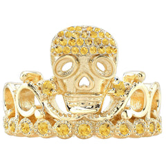 14K Gold Princess Skull Crown Ring