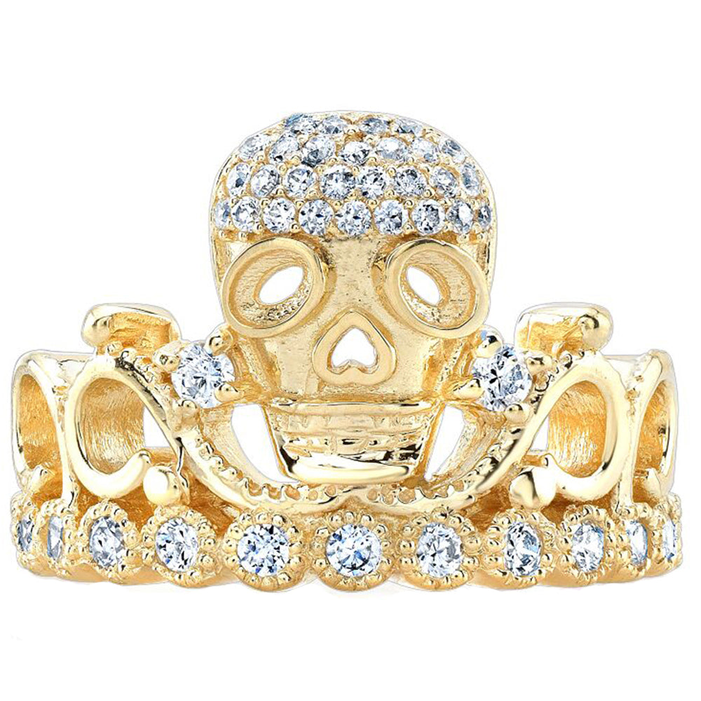 14K Gold Princess Skull Crown Ring