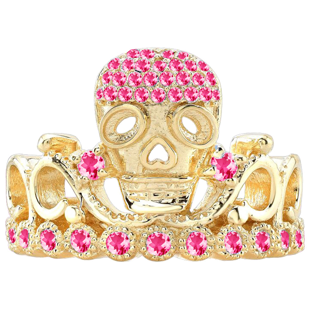 14K Gold Princess Skull Crown Ring