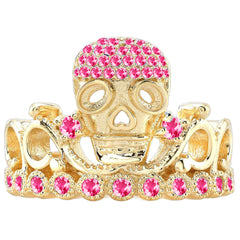 14K Gold Princess Skull Crown Ring