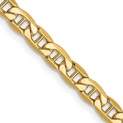 14K Yellow Gold 4mm Semi-Solid Anchor Chain
