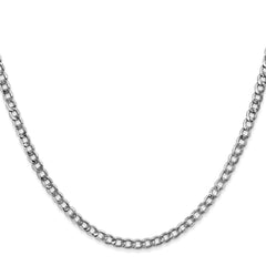 14K White Gold 3.35mm Semi-Solid Curb Chain