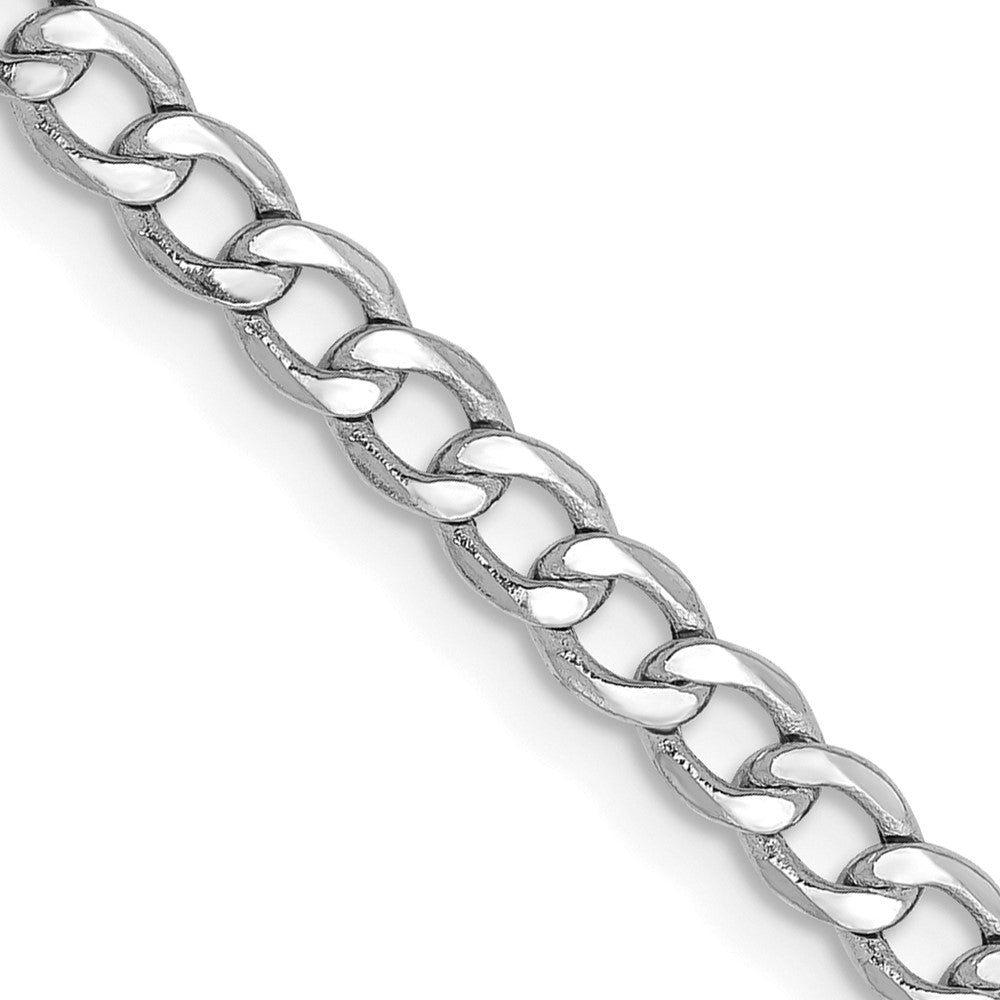 14K White Gold 3.35mm Semi-Solid Curb Chain