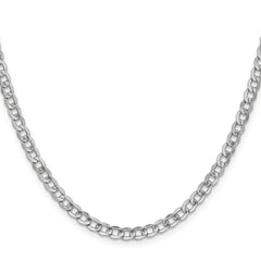 14K White Gold 4.3mm Semi-Solid Curb Chain