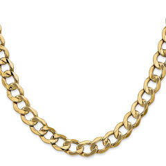 14K Yellow Gold 9mm Semi-Solid Curb Chain
