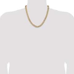 14K Yellow Gold 9mm Semi-Solid Curb Chain