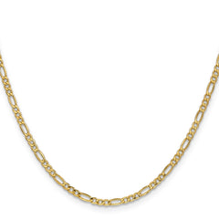14K Yellow Gold 2.5mm Semi-Solid Figaro Chain