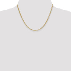 14K Yellow Gold 2.5mm Semi-Solid Figaro Chain