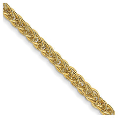 14K Yellow Gold 2mm Semi-solid 3-Wire Wheat Chain