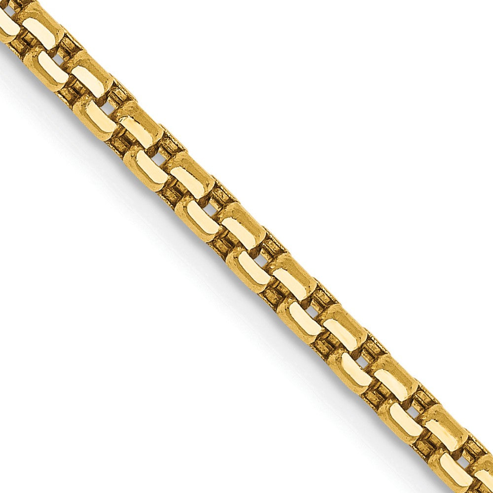 14K Yellow Gold 2.45mm Semi-Solid Round Box Chain