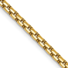 14K Yellow Gold 2.45mm Semi-Solid Round Box Chain