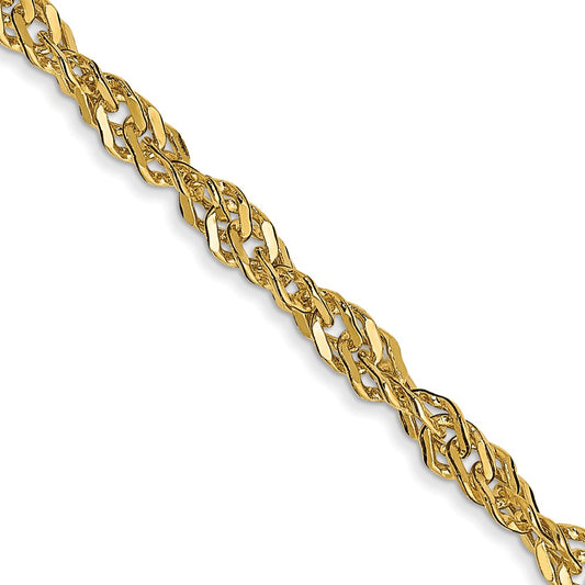 14K Yellow Gold 2.75mm Lightweight Singapore Chain