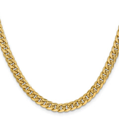 14K Yellow Gold 6mm Semi-Solid Miami Cuban Chain